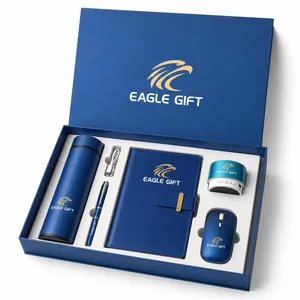 Custom Promotional Business Gift Box Vacuum Flask Notebook <b>Mouse</b> Speaker Pen Data Cable Practical Office Gift Set - Product Image 5