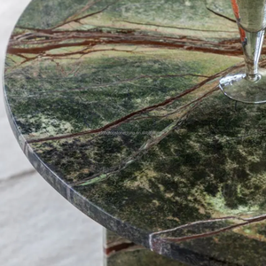 Mesa de <span class=keywords><strong>Centro</strong></span> de Mármol Verde Natural de la Selva Tropical de <span class=keywords><strong>Brasil</strong></span>, Muebles para Sala de Estar, Mesa Redonda de Mármol Blanco y Verde - Product Image 2