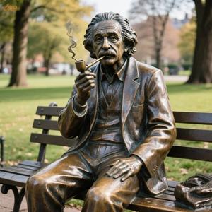 La Boca del banco de parque sentado fundido a mano de latón personalizado tiene pipa de tabaco estatua de bronce famosa de <span class=keywords><strong>Albert</strong></span> Einstein de tamaño real para Park Square - Product Image 5