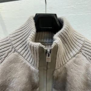 Giacca <span class=keywords><strong>Cardigan</strong></span> in pelliccia di visone e Cashmere di lusso da donna con Zip da donna - Product Image 6