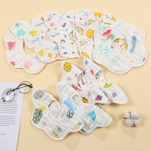 Bavoirs pour bébé en forme de pétale Carlota, 25x26cm, en gaze à huit couches, imprimés en pur coton, pour nourrissons et jeunes enfants - Product Image 2