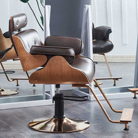 Chaise de barbier pivotante au design moderne avec cadre marron, prix de gros usine, chaises de coiffure en acier inoxydable