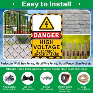 Hava koşullarına dayanıklı paslanmaz alüminyum yüksek voltaj işareti tehlike elektrik çarpması tehlikesi uyarı işareti yüksek görünürlük elektrik işareti - Product Image 4