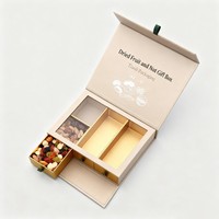 Boîte en papier recyclable avec logo exquis de luxe estampage à chaud fermeture magnétique boîte d'emballage de chocolat écrou snack avec doublure coulissante