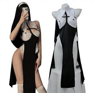 Lingerie Sexy da Donna, Costume da <span class=keywords><strong>Suora</strong></span>, <span class=keywords><strong>Vestito</strong></span> da Cameriera Senza Zona Intima, Costume per Giochi di Ruolo, Abbigliamento per Adulti, Completo Intimo da Sorella - Product Image 1