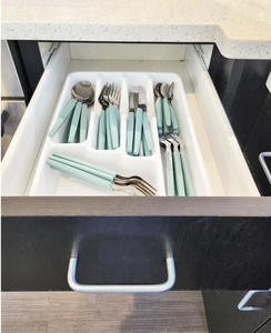 49-Piece Teal màu xanh dùng một lần <span class=keywords><strong>Flatware</strong></span> Set Máy rửa chén an toàn thép không gỉ và nhựa <span class=keywords><strong>Flatware</strong></span> với khay dịch vụ cho 8 - Product Image 6