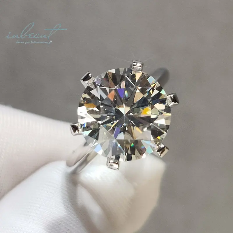 Bạc 925 Gốc 5 Carat Vòng Brilliant Cut Kim Cương Kiểm Tra Quá Khứ Lấp Lánh D Màu Moissanite Nhẫn Cho Đám Cưới Đồ Trang Sức Mỹ