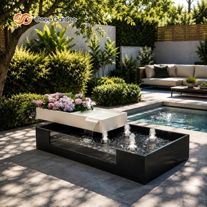 น้ำพุสแตนเลสทรงสี่เหลี่ยมทันสมัย Gnee Garden พร้อมหัวฉีดไฟสำหรับตกแต่งสวนกลางแจ้ง - Product Image 2
