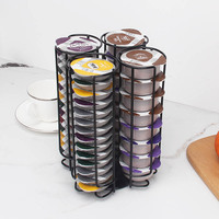 Estante de almacenamiento de acero inoxidable cromado giratorio para cápsulas de café Tassimo con capacidad para 72 cápsulas, soporte de exhibición plateado para Cocina