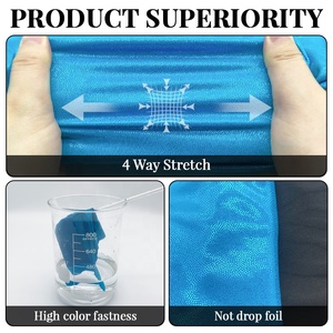 Sin MOQ Mystique Blue Shimmer Lentejuelas Holograma Metálico Foggy Foil Stretch Poliamida Spandex Tela Trajes de baño Ropa de patinaje Telas - Product Image 3