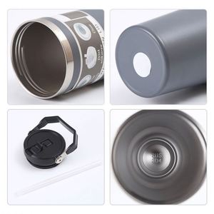 Botella de Agua de Viaje con Logotipo Personalizado, Taza de Acero Inoxidable de 20oz/30oz, Termo con Pajita Abatible y Asa - Product Image 2