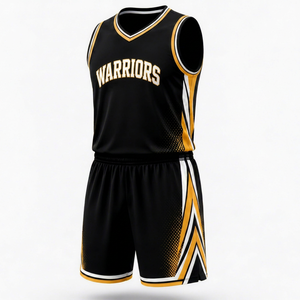Conjunto de Camiseta de Baloncesto Warriors para Hombre, Sin Mangas, Cuello en V, Uniforme Sublimado, Absorbe la Humedad, 100% Poliéster, Corte Atlético - Product Image 1
