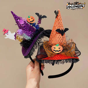 Achetez le serre-tête HLC Halloween Spirit Witch pour un look effrayant avec <span class=keywords><strong>des</strong></span> crânes, <span class=keywords><strong>des</strong></span> <span class=keywords><strong>citrouilles</strong></span> et <span class=keywords><strong>des</strong></span> fantômes, idéal pour les fêtes costumées, les soirées Trick or Treat et les événements RIP. - Product Image 3