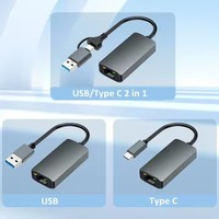 Adaptor Ethernet OEM USB 3.0 ke RJ45 Tipe C ke RJ45 Gigabit LAN 1000 Mbps Kabel Ethernet untuk PC Laptop