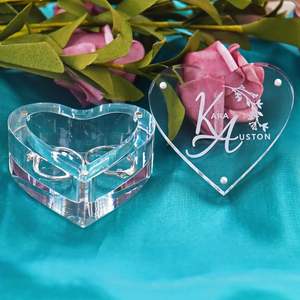 Boîte à bagues transparente en forme de cœur personnalisée Boîte à bagues pour cérémonie de mariage Proposition de fiançailles - Product Image 2