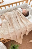 Couverture de poussette en tricot personnalisée en usine, 100 % coton biologique, unie, douce, toute saison, pour nouveau-nés de 0 à 12 mois