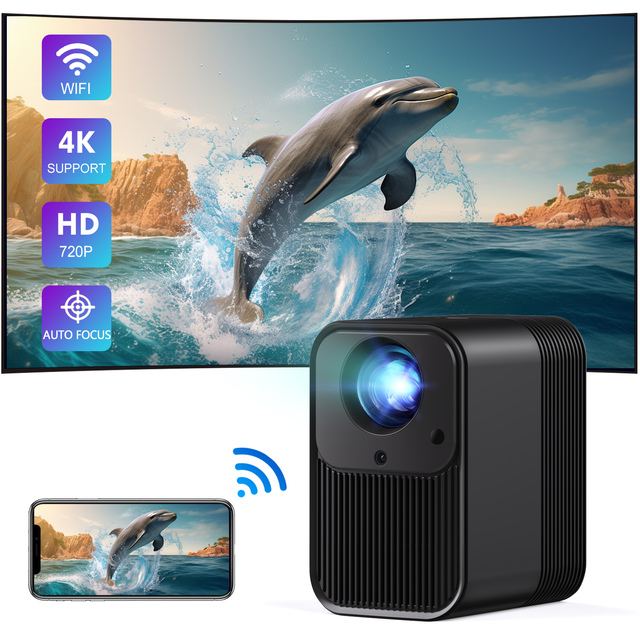 Beamer 720P Mini Pico Auto Focus Home Projector 300ANSI Built-in WiFi Android 4K LED HIFI Stereo Portable Outdoor