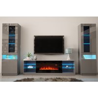 Unités murales modernes conçoit des meubles de salon Fire Place Led Lights Cabinet Tv Stand avec cheminée
