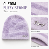 Bonnet en mohair Y2K DYMF avec logo personnalisé, bonnets en acrylique jacquard tricotés, bonnets moelleux et chauds pour l'hiver, bonnet unisexe