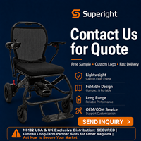 Superight N6102 300W Fauteuil roulant électrique pliable léger, fauteuil motorisé, capacité de 136 kg, cadre en fibre de carbone, 5 ans
