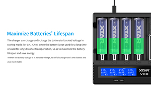 Chargeur de batterie Li-ion intelligent 8 emplacements VC8 pour cellules Li-ion <span class=keywords><strong>14500</strong></span>, 16340, 18650, 21700, 26650 3.7V pour hélicoptères RC - Product Image 3