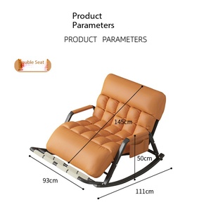 Modern Oversized Tufted Faux Leather Rocking Chair with Side Pocket Plush Padding <strong>Glider</strong> Chair for Living Room Bedroom - Product Image 6