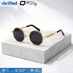 Lunettes de soleil polarisées rétro punk rock pour hommes UV400 TAC en alliage rondes pour extérieur et plage, personnalisables en gros 2026 - Product Image 1