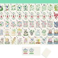 Jeu de Mahjong Chinois Automatique Moderne Blanc Ivoire avec Tuiles Peintes à la Main Motif Paysage Panda Dragon Personnalisable pour Loisirs Familiaux