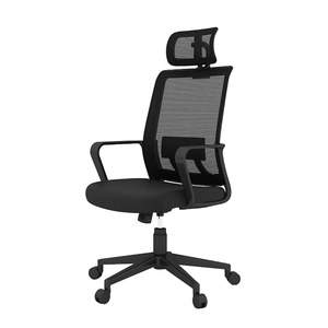 Chaise de bureau ergonomique à dossier haut en gros, chaise de direction pivotante en maille noire - Product Image 4