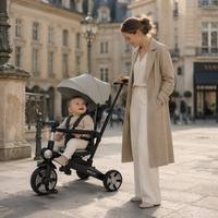 Tricycle bébé BEBELUX T7 éco-responsable, alternative au poussette pour une mobilité urbaine durable, pliage à un bouton, pour enfants de 1,5 à 5 ans