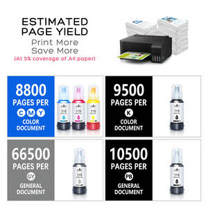 70ML Bouteille 115 T115 Pigment Dye Ink Kits d'encre Recharge Encre Compatible pour Epson <span class=keywords><strong>EcoTank</strong></span> L8180 L8160 <span class=keywords><strong>Et</strong></span>-<span class=keywords><strong>8500</strong></span> Et8550 <span class=keywords><strong>Imprimante</strong></span> - Product Image 6