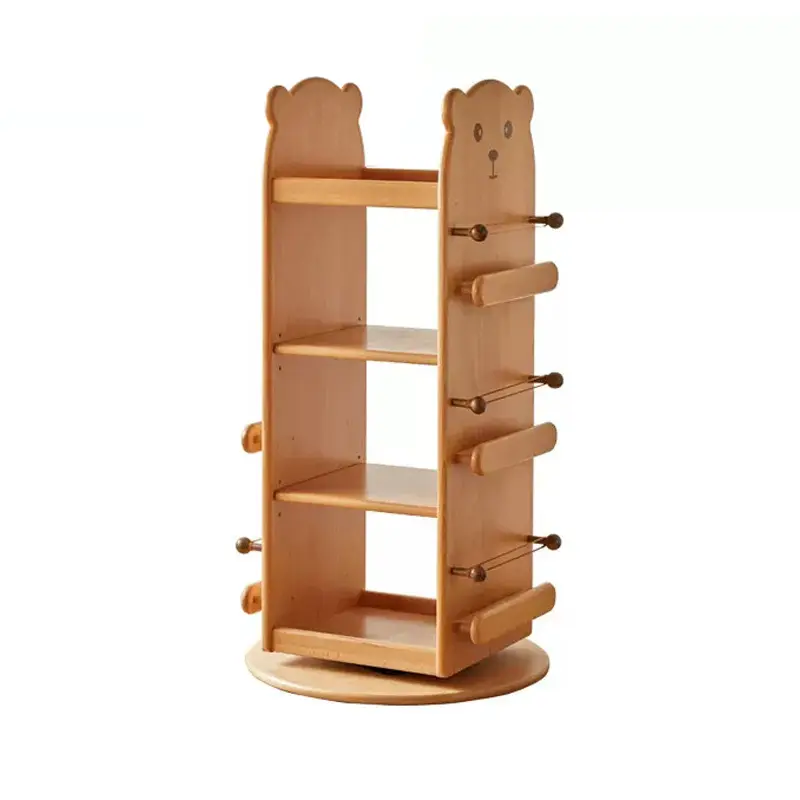 Scaffale per bambini in faggio moderno cartone animato studente Picture Book Storage Shelf armadio girevole da pavimento