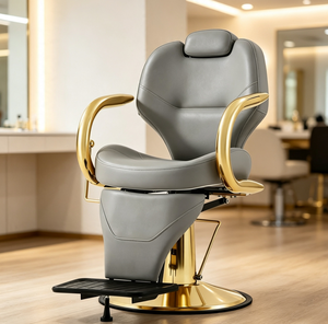 Fauteuil de Barbier Rose, Chaise de Coiffure Hydraulique en Cuir PU, Mobilier de Salon de Beauté et Spa - Product Image 2