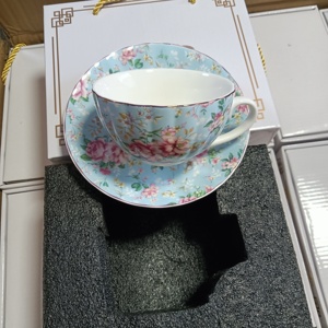 Set di Tazza e Piattino in Ceramica <span class=keywords><strong>Vintage</strong></span> Stile Europeo con Motivo Stampato per Caffè Turco, Bevande, Dessert, Latte e <span class=keywords><strong>Tè</strong></span> - Product Image 5