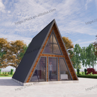 Maison préfabriquée de luxe en bois, structure en acier, maison triangulaire miniature, hôtel, maison à ossature en A, portable et bon marché