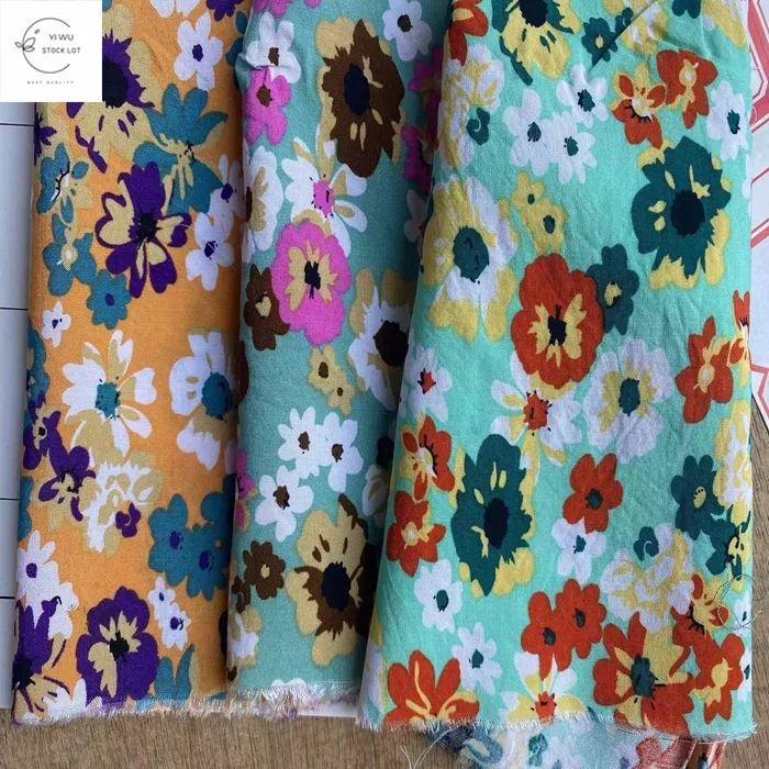 Good selling high quality rayon & viscose & modal floral fabric for garment in stock lot.