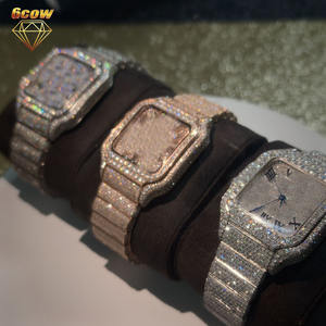 Montre personnalisée de <span class=keywords><strong>luxe</strong></span> pour <span class=keywords><strong>homme</strong></span>, mécanique, boîtier carré, sertie de moissanite VVS effet cristal de glace, style <span class=keywords><strong>Cartier</strong></span>, 39 mm, Hip Hop - Product Image 6