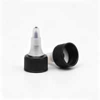 Bouteille compte-gouttes en plastique noir côtelé 24/410 avec bouchon à vis et embout transparent pour produits cosmétiques, chimiques et liquides ménagers