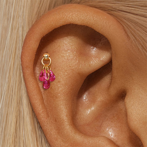 Boucles d'oreilles spirales à visser en argent sterling S925 avec pendentif goutte d'eau coloré en zircon 5A - Product Image 3