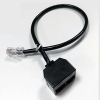 YBO Cat5e UTP 8P8C RJ45 kabel adaptor Ethernet 1 Male-to-2 Female 0.3M kabel Patch ekspansi jaringan untuk telekomunikasi