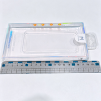 Boîte d'emballage transparente en PET pour téléphone, boîte de présentation holographique arc-en-ciel avec bord laser, boîte de vente au détail avec languette de suspension pour l'électronique grand public