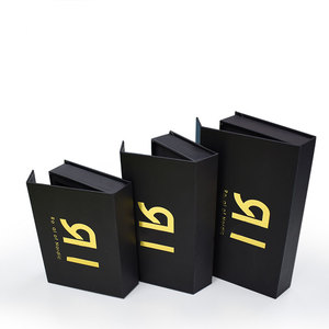 Rigid Paperboard Magnetic Closure Gift <b>Box</b> with Gold Foil Embossing Recyclable Luxury Black Cardboard Perfume Face Cream <b>Bottles</b> - Product Image 6