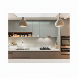 Conjuntos de gabinetes de cocina de diseño moderno de melamina personalizables de alta calidad - Product Image 1