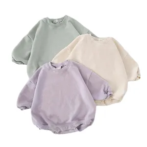 INS 0-24M Newborn Infant Baby Girl Boy Sweatshirt Romper Toddler Long Sleeve Basic Cotton Oversize Rompers Baby Clothes Jumpsuit