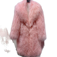 Manteau en fourrure de mouton blanc d'hiver Véritable fourrure de mouton moelleuse Manteaux en fourrure de Mongolie pour femmes grandes tailles
