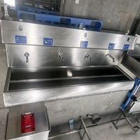 ZONOOR Évier mural intelligent à quatre stations en acier inoxydable avec robinet à capteur
