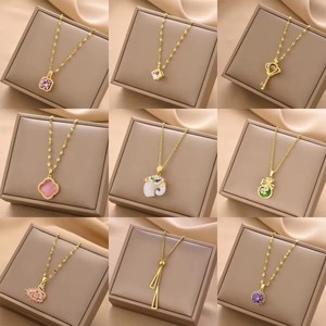 Venta al por mayor de moda popular 18K chapado en oro rosa de oro de acero inoxidable de la joyería colgante de cadena collares para las mujeres - Product Image 2