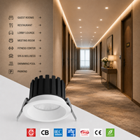 Downlight LED COB à profil bas avec lentille et réflecteur, grille en nid d'abeille en option, pour éclairage commercial