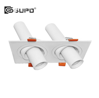 GUPO 2*9W Double tête 360° °   Spot encastré à cavité profonde réglable, anti-éblouissement, noir-blanc, lampe LED intégrée