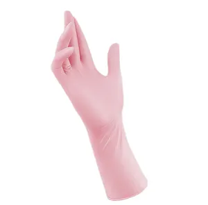 Gants en nitrile de cuisine jetables pour le nettoyage de la vaisselle de 12 pouces roses OEM pour le ménage